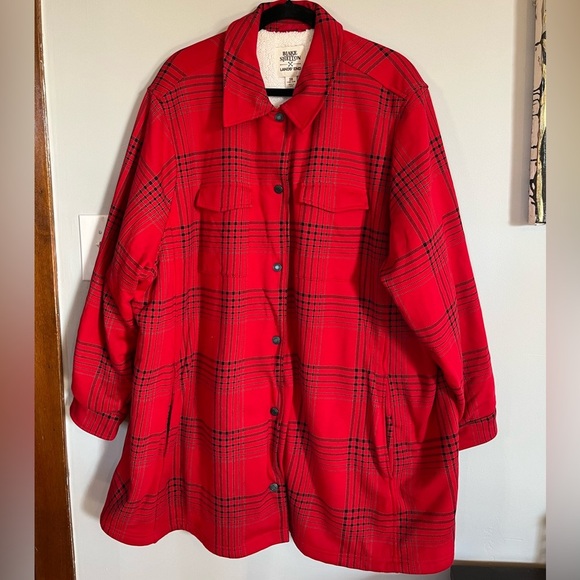 Lands end X Blake Shelton jacket red plaid Sherpa lined jacket 3X 24-26W - Picture 1 of 8